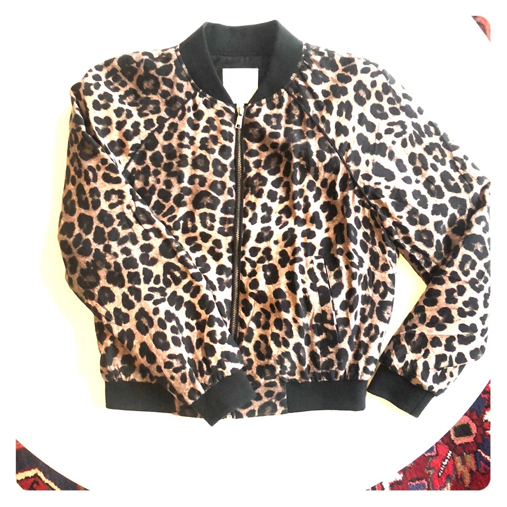 Animal print bomber jacket
